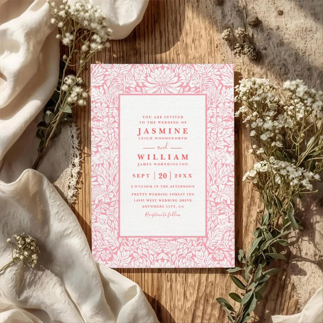Ornate Embossed Wildflower Elegant QR Code Wedding Invitation (Creator Uploaded)