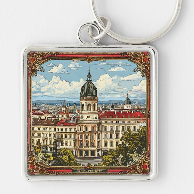 Ornate European Architecture Key Ring (Front)