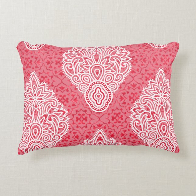 Ornate fabric design featuring a gradient from pin decorative cushion (Front)