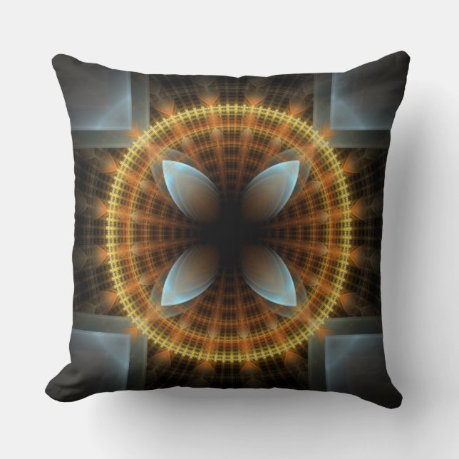 Ornate fairy fractal round pattern cushion (Front)