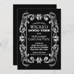 Ornate Filigree Border on Black Halloween Invites<br><div class="desc">An ornate white border on a black background,  and your party details in chic white lettering,  these invitations are fun for a Hallloween costume party invitations,  Halloween birthday party invitations,  just change the wording to fit your occasion. For thicker papers,  consider the Matte Paper.</div>