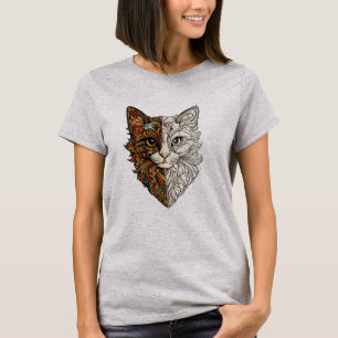 Ornate Filigree Cat Face T-Shirt 