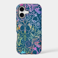 Ornate Floral and Butterfly Colourful Line Pattern