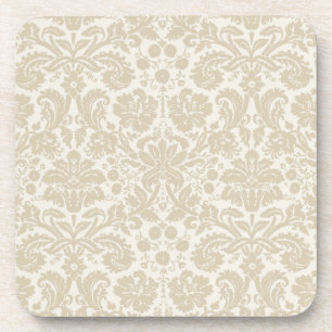 Ornate floral art nouveau pattern beige coaster
