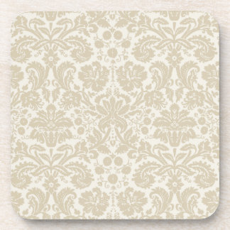 Ornate floral art nouveau pattern beige coaster