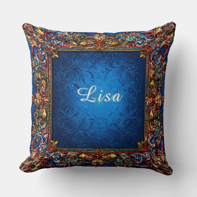 Ornate Floral Border Frame Cushion (Front)