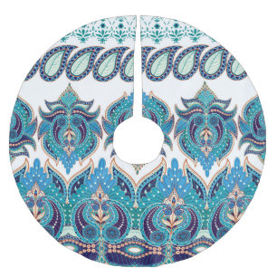 Ornate Floral Borders: Vintage Paisley Design Brushed Polyester Tree Skirt