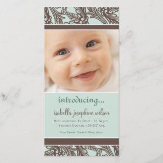 Ornate Floral (Brown/Sage) Birth Announcement