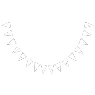 Ornate floral design in shades of pink and purple, bunting 