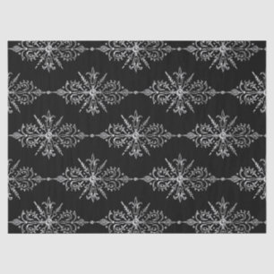 Ornate Floral Design on Black Decoupage Tissue Paper