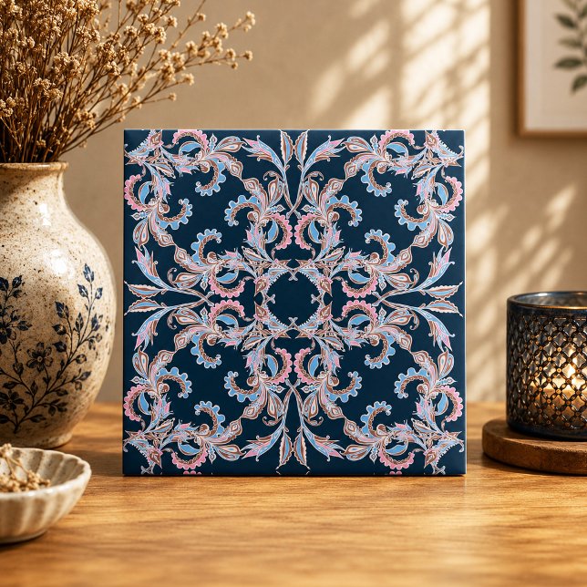 Ornate Floral Filigree Tile in Midnight Blue (Creator Uploaded)
