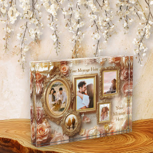 Ornate Floral Frames with Soft Gold Botanical Glow Photo Block