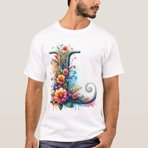 Ornate Floral "J" Monogram T-Shirt
