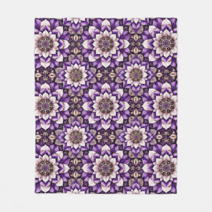Ornate Floral Mandala Design Fleece Blanket