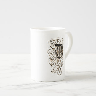 Ornate Floral Monogram 'D' Bone China Mug