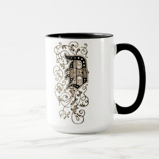 Ornate Floral Monogram 'D' Mug