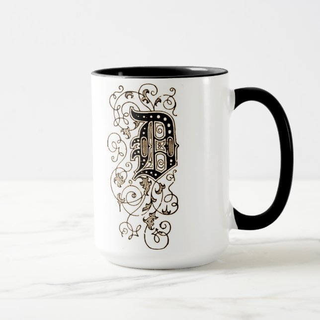 Ornate Floral Monogram 'D' Mug (Right)