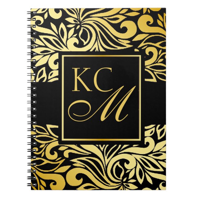 Ornate Floral Monogram Journal | ebony (Front)