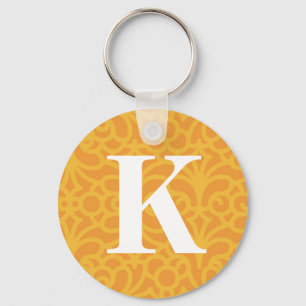 Ornate Floral Monogram - Letter K Key Ring