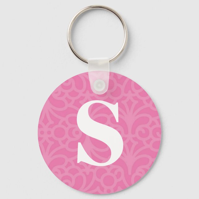 Ornate Floral Monogram - Letter S Key Ring (Front)