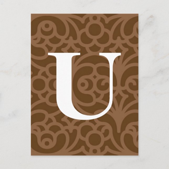 Ornate Floral Monogram - Letter U Postcard (Front)