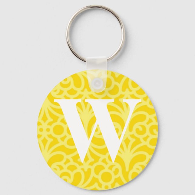 Ornate Floral Monogram - Letter W Key Ring (Front)