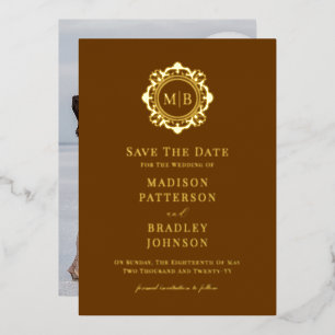 Ornate Floral Monogram Photo Wedding Save The Date