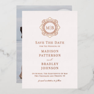 Ornate Floral Monogram Photo Wedding Save The Date