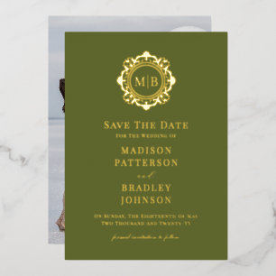 Ornate Floral Monogram Photo Wedding Save The Date