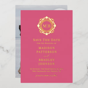 Ornate Floral Monogram Photo Wedding Save The Date