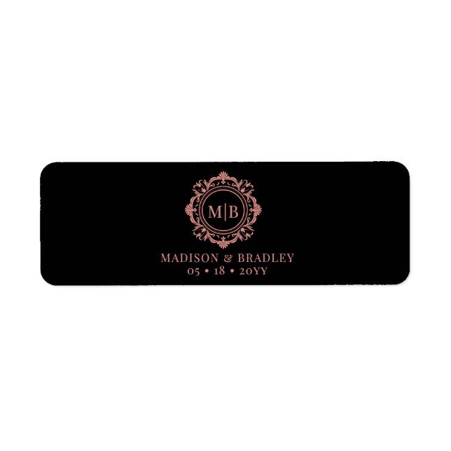 Ornate Floral Monogram Wedding Cigar Band Label (Front)