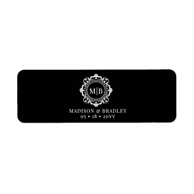Ornate Floral Monogram Wedding Cigar Band Label (Front)