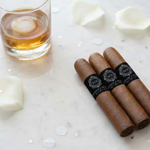 Ornate Floral Monogram Wedding Cigar Band Label