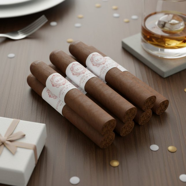 Ornate Floral Monogram Wedding Cigar Band Label (Creator Uploaded)