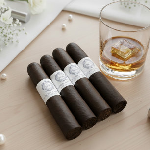Ornate Floral Monogram Wedding Cigar Band Label