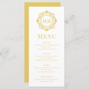 Ornate Floral Monogram Wedding Elegant Gold Menu