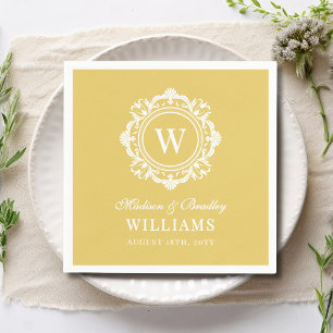 Ornate Floral Monogram Wedding Elegant Gold  Napkin