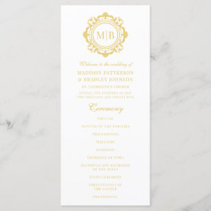 Ornate Floral Monogram Wedding Elegant Gold Programme