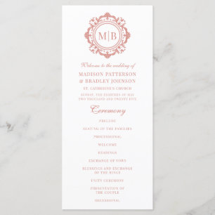Ornate Floral Monogram Wedding Elegant Rose Gold Programme