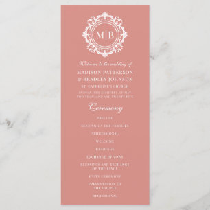 Ornate Floral Monogram Wedding Elegant Rose Gold Programme