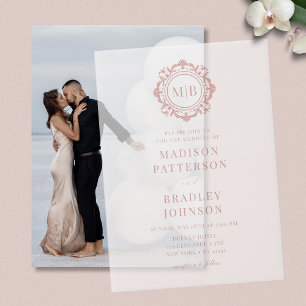 Ornate Floral Monogram Wedding Elegant Vellum Invi Vellum Invitations