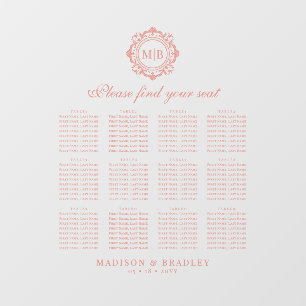 Ornate Floral Monogram Wedding Seating Chart