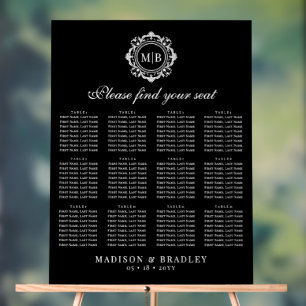 Ornate Floral Monogram Wedding Seating Chart
