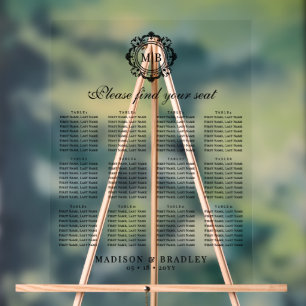 Ornate Floral Monogram Wedding Seating Chart