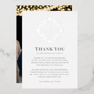 Ornate Floral Monogram Wedding Thank You Photo