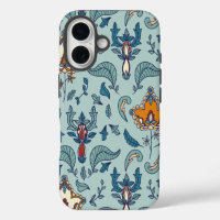 Ornate floral pattern on a pale blue background