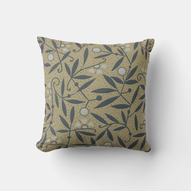 Ornate floral pattern with dark blue vines  cushion (Front)