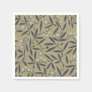 Ornate floral pattern with dark blue vines napkin