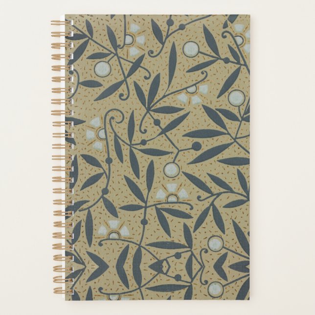 Ornate floral pattern with dark blue vines  planner (Front)