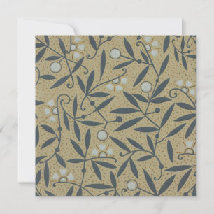 Ornate floral pattern with dark blue vines thank you card